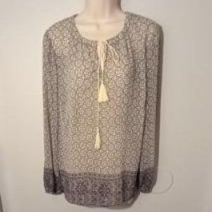 Boho gray, cream blouse